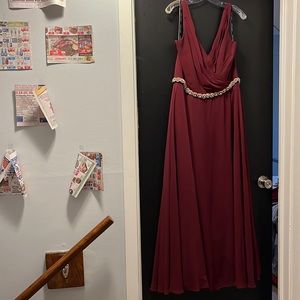 Size 16 Alfred Angelo Mahogany Bridesmaid dress with gold Belt attached.
